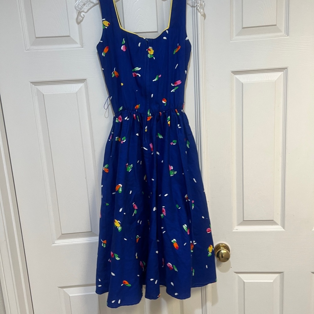 Sabino 80s Blue Floral novelty rockabilly Pockets Pin Up Glam Fit Flare dress‎ 8 - Picture 5 of 12